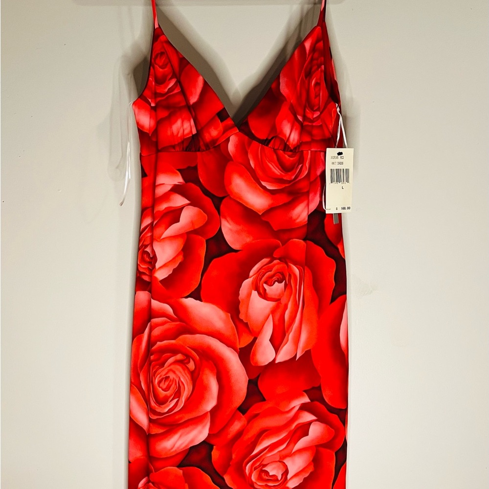 A.B.S by Allen Schwartz Women’s Beauriful Spaghetti Floral Red Dress Size Large